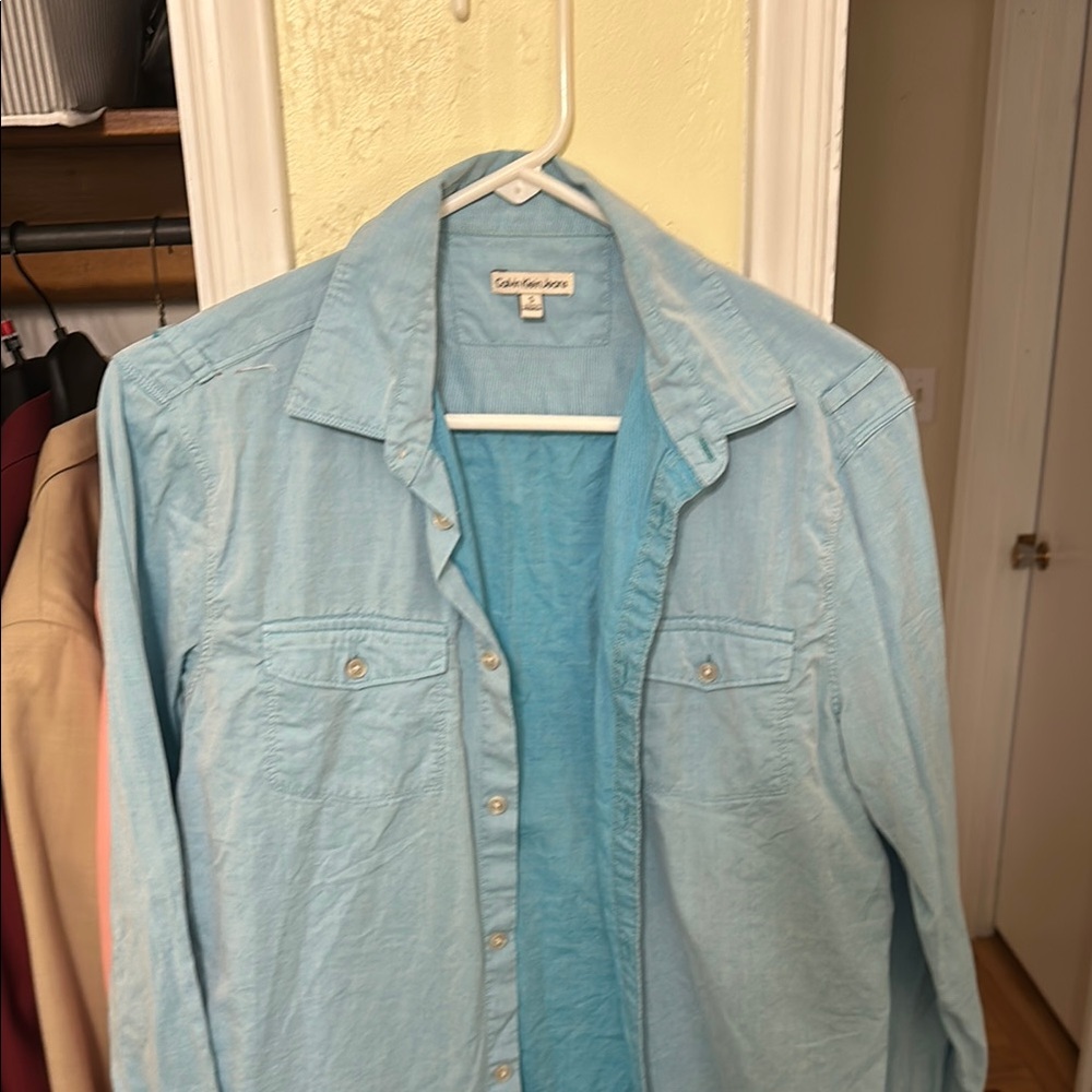 Calvin Klein Jeans Light Blue Casual Button Down Shirts